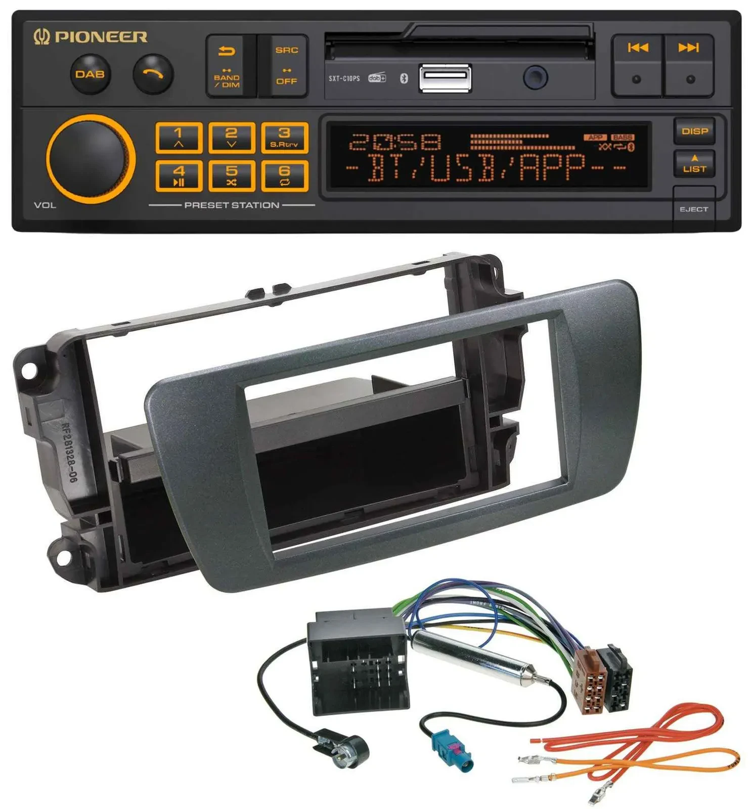 Автомагнитола для Seat Ibiza (с 2008) Pioneer DAB MP3 USB Bluetooth черная