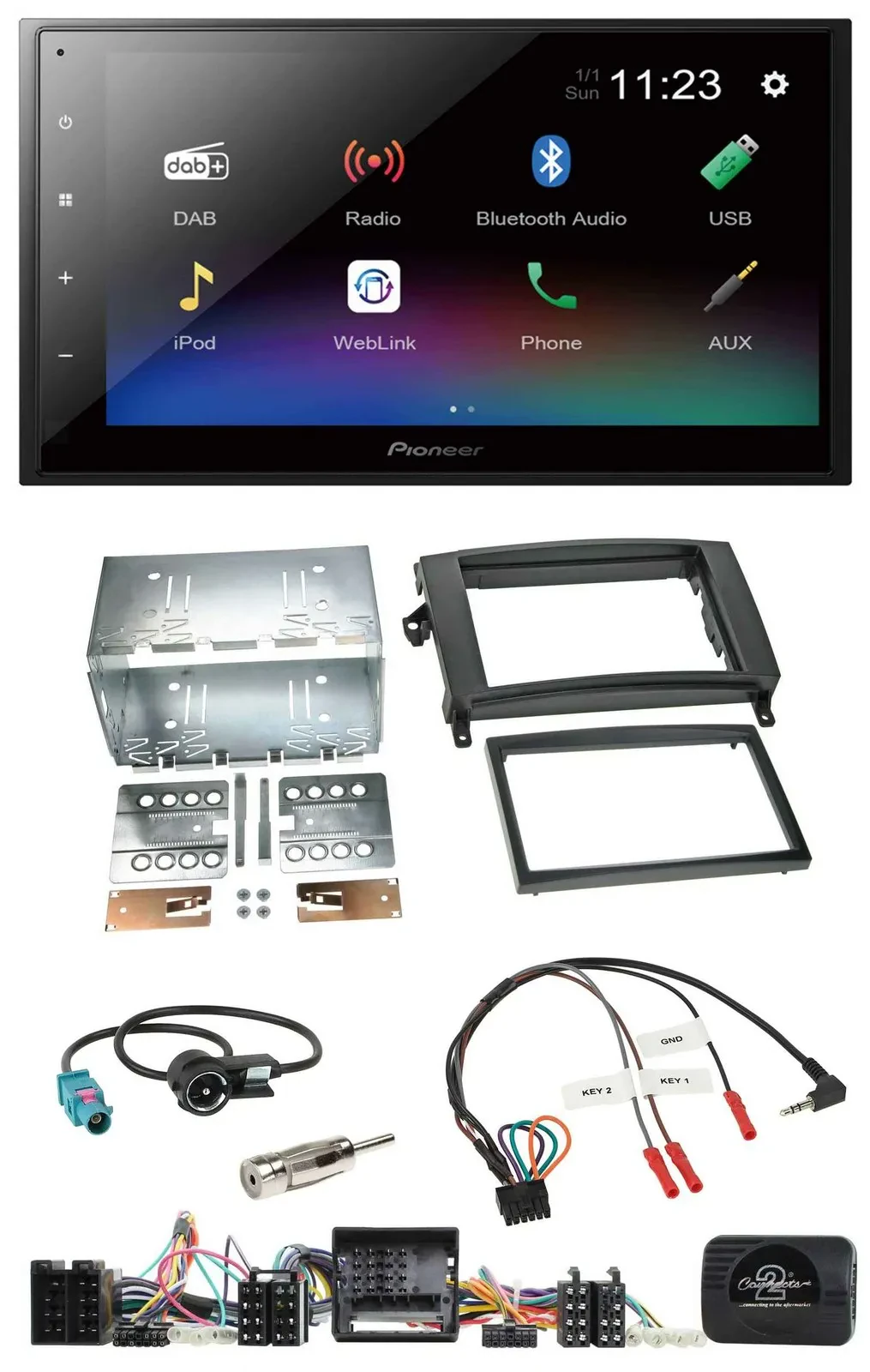 Pioneer USB Bluetooth DAB 2DIN Lenkrad Autoradio für Mercedes A- B-Klasse W169 T