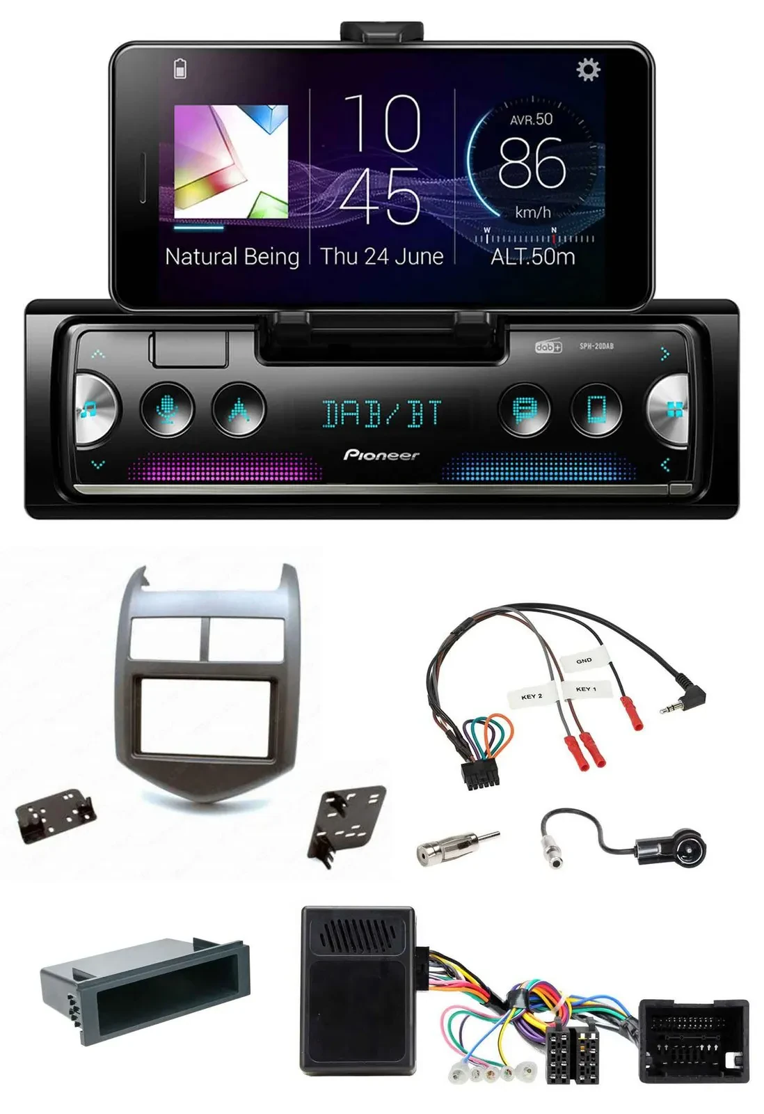 Автомагнитола Pioneer Bluetooth DAB USB для Chevrolet Aveo (с 2011), тёмно-серая