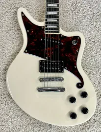D'Angelico Premier Bedford Solid Body Electric Guitar, Antique White w/Bag