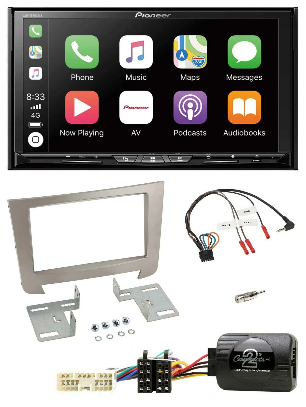 Pioneer 2DIN Lenkrad USB DAB DVD Bluetooth Autoradio für SSangYong Rexton Telefo