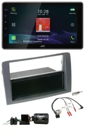 JVC DAB Lenkrad Bluetooth USB Autoradio für Fiat Idea 2006-2011 grau