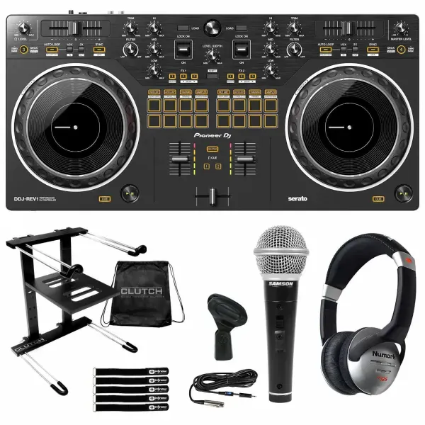 DJ-контроллер с джогом Pioneer DDJ-REV1 Black с аксессуарами