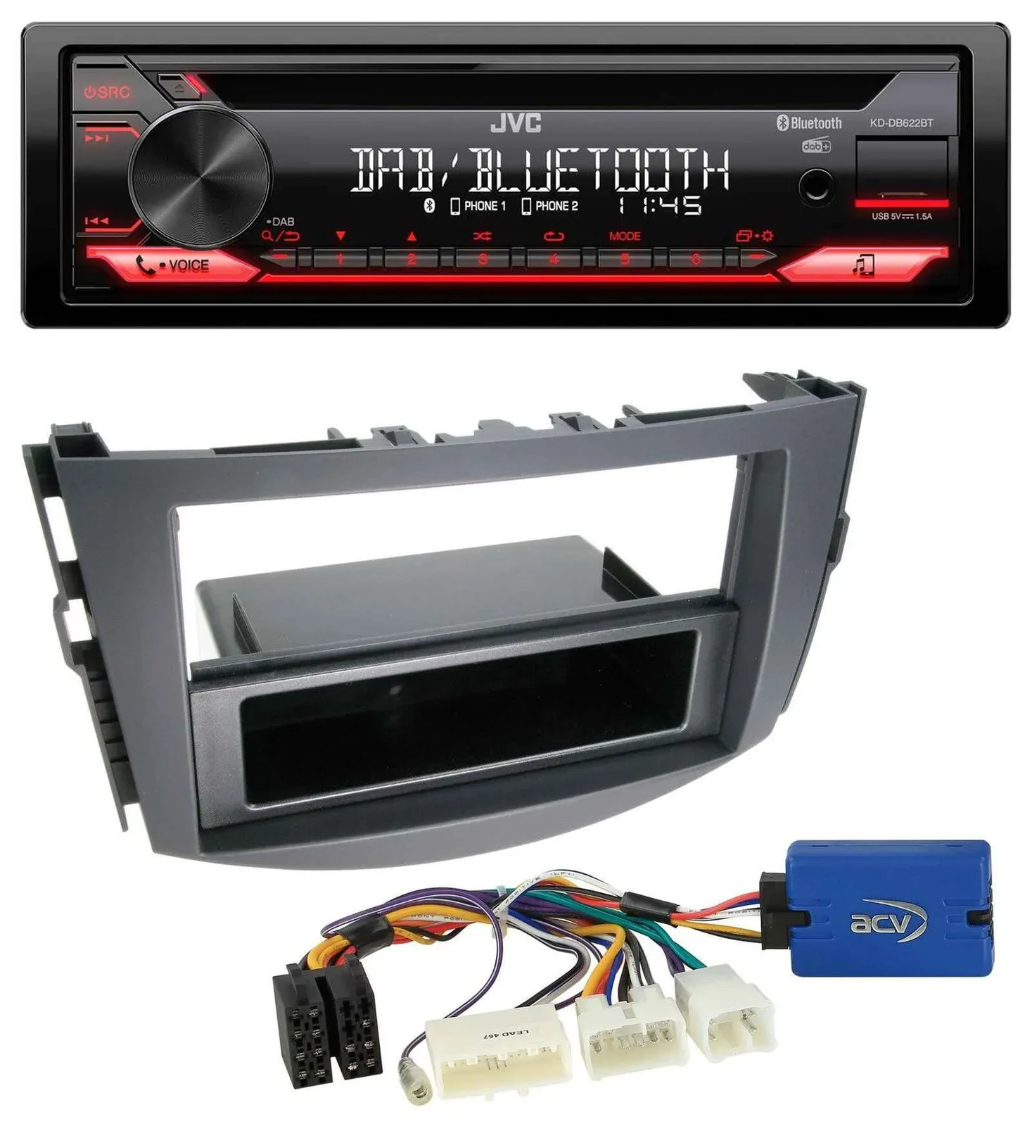 JVC CD DAB USB Bluetooth MP3 Autoradio für Toyota RAV-4 (11-13) - 28 Pin