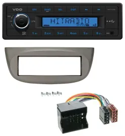 Автомагнитола VDO 1 DIN MP3 USB AUX для Renault Twingo (2007–2014), бежево-серая