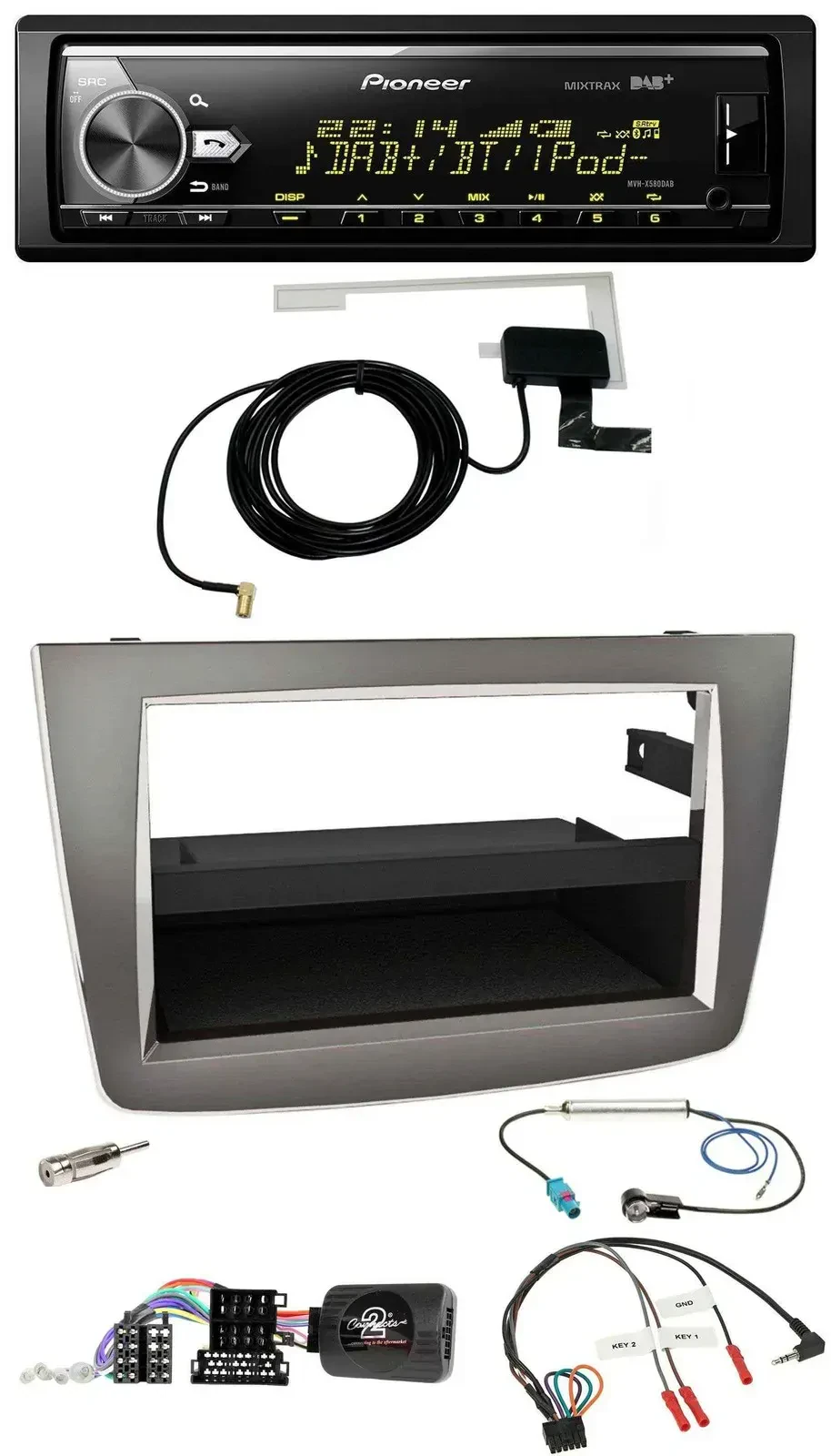 Автомагнитола Pioneer Bluetooth DAB USB для Alfa Romeo Mito (955) 2008–2014, серебристая