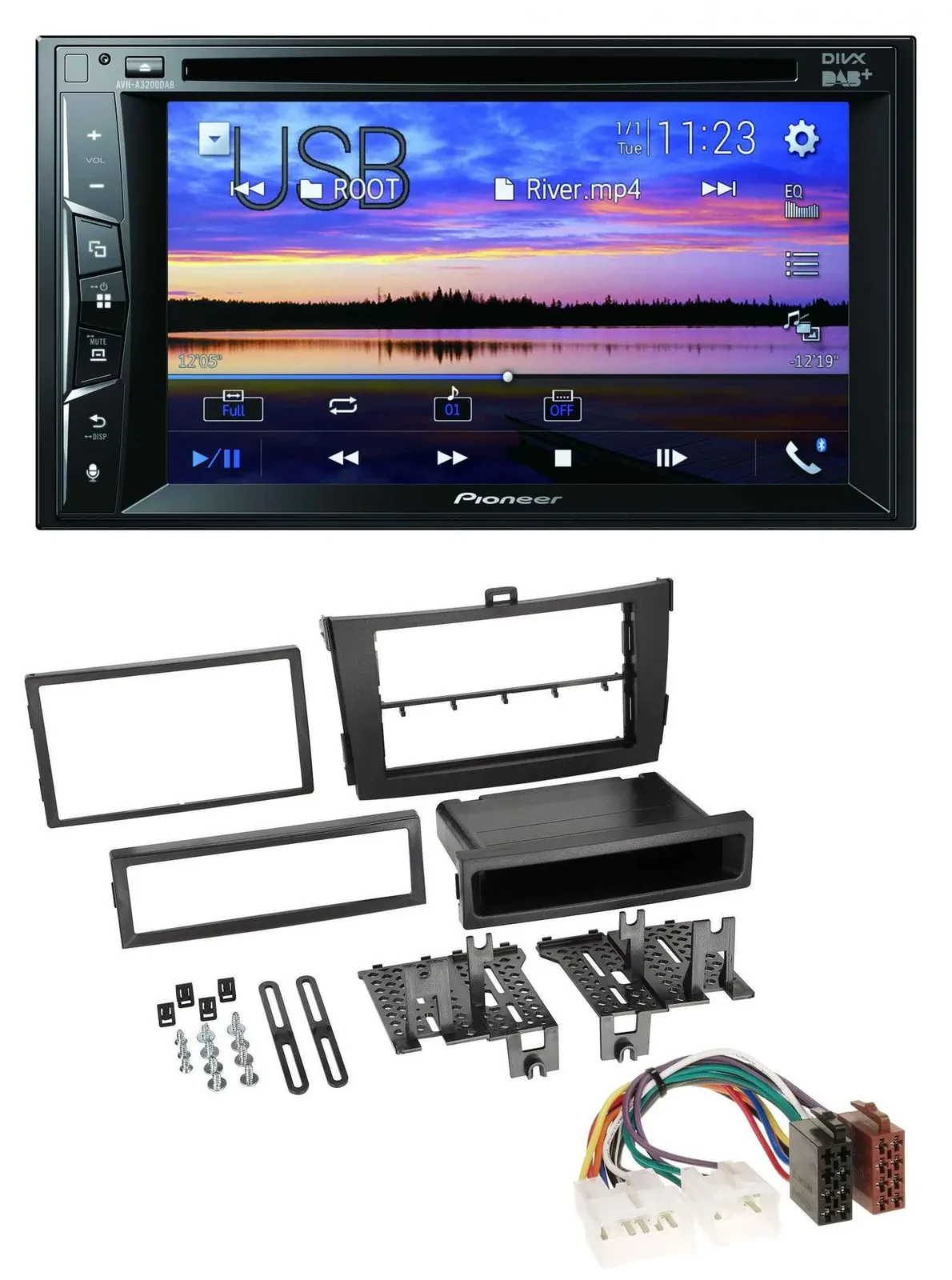 Pioneer Bluetooth 2DIN USB DVD DAB MP3 Autoradio für Toyota Corolla 09-13 schwar