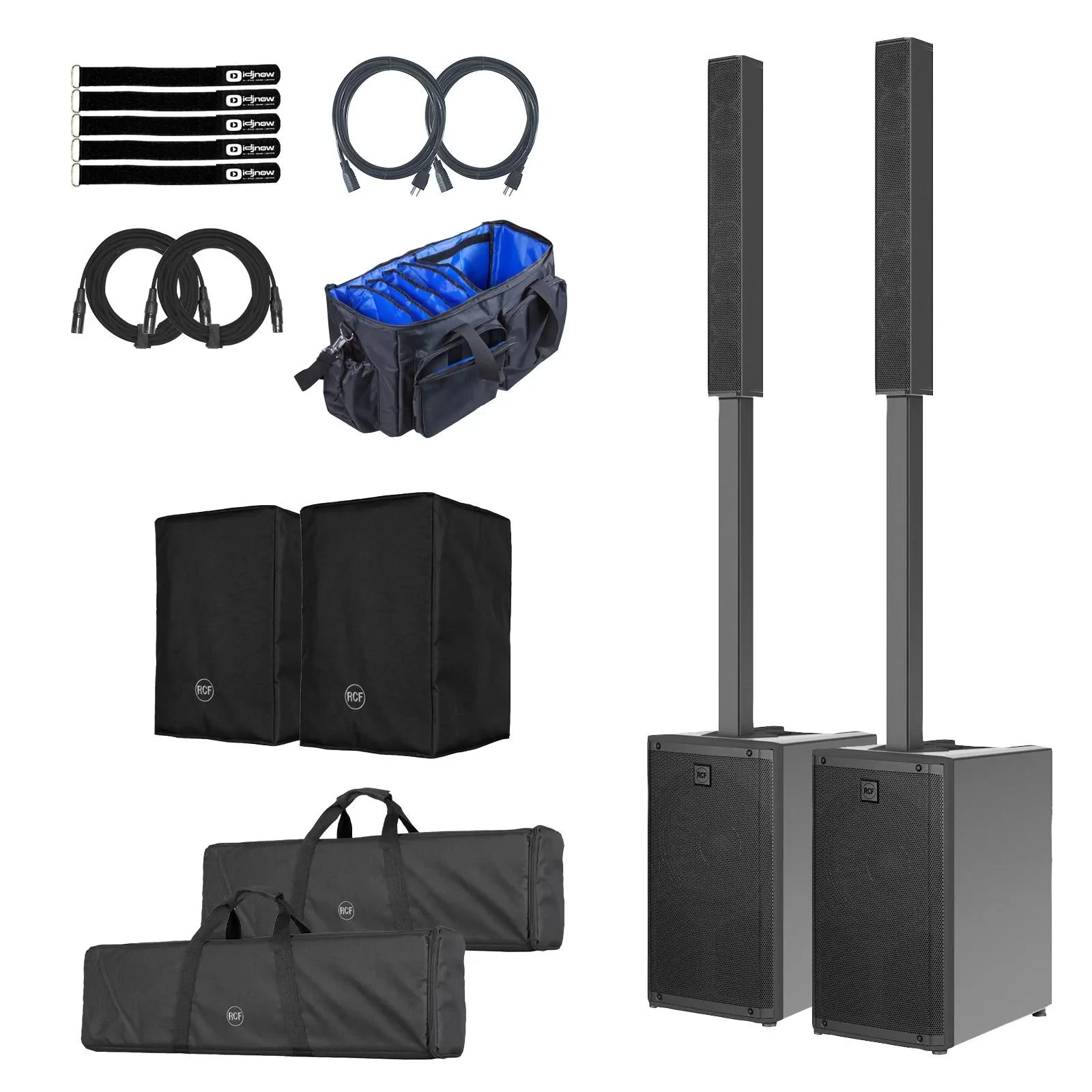 RCF EVOX-J9 Active 12" Three-Way Column Array Black 2-Pack with Covers