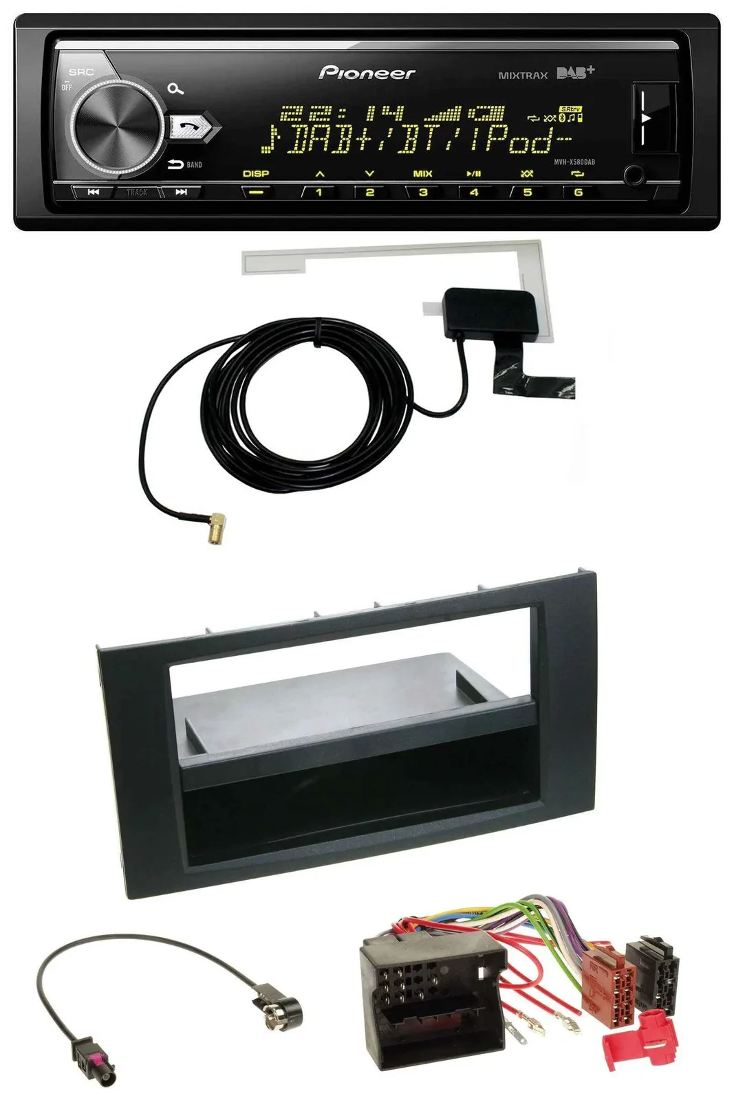 Pioneer Bluetooth DAB USB MP3 Autoradio für Ford Fusion Transit Kuga 05-12 schwa