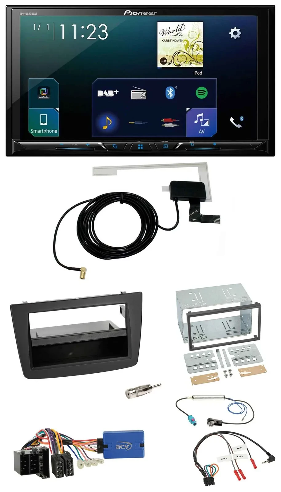 Автомагнитола Pioneer 2-DIN, DAB, USB, Bluetooth для Alfa Romeo MiTo (с 2013 г.), ISO, совместимая с кнопками на руле