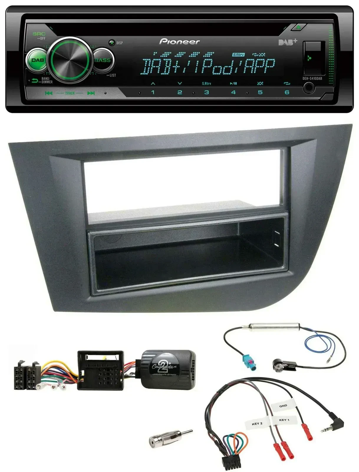 Автомагнитола Pioneer CD/USB/MP3/DAB для Seat Leon 2005–2010, чёрная