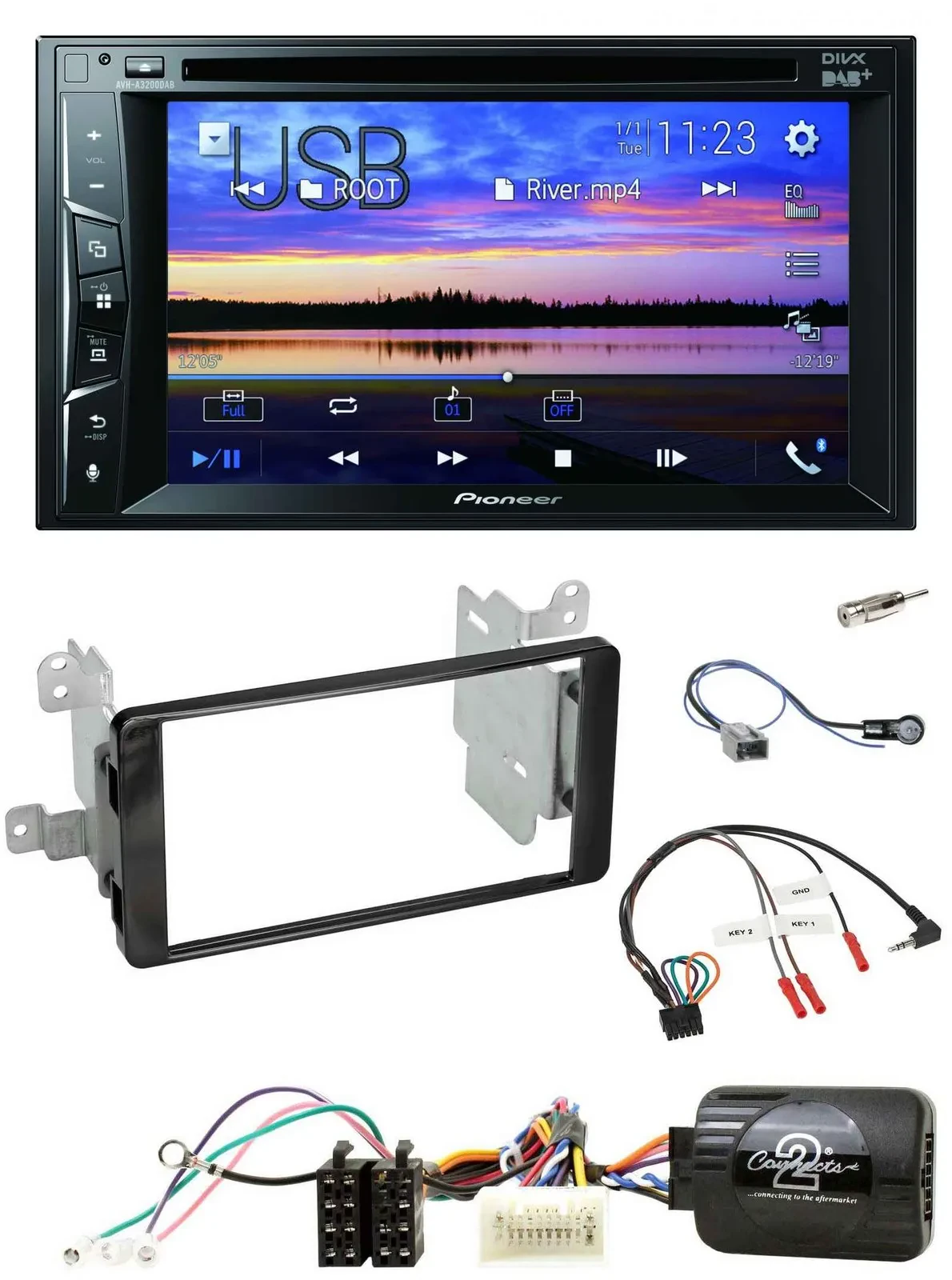 Автомагнитола Pioneer 2DIN, Bluetooth, USB, DVD, DAB, для Mitsubishi Outlander с 2012