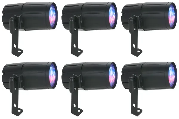 (6) American DJ PINSPOT LED QUAD DMX 8W RGBW Pinspot Lights w/ Remote For Events