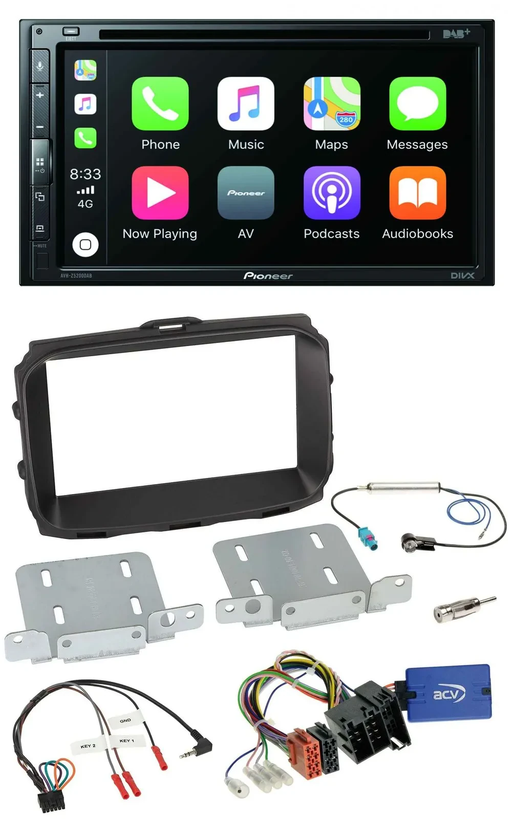 Автомагнитола Pioneer 2-DIN, DVD, DAB, Bluetooth, USB для Alfa Romeo Giulietta