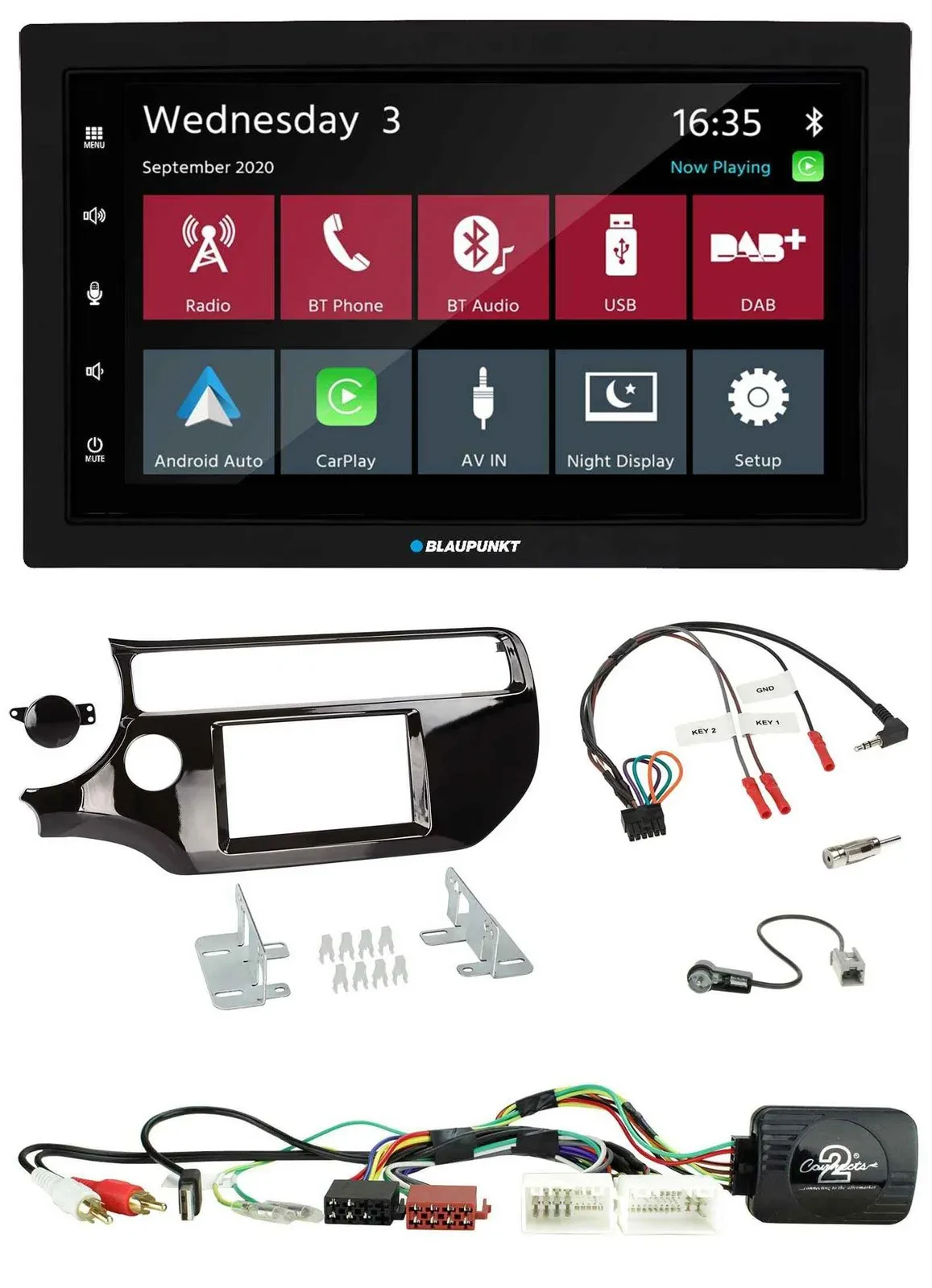Blaupunkt 2DIN Lenkrad USB Bluetooth DAB Autoradio für Kia Rio UB ab 2015 piano