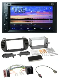 Pioneer Bluetooth 2DIN USB DVD DAB MP3 Autoradio für Fiat 500 ISO ab 12 soft tou