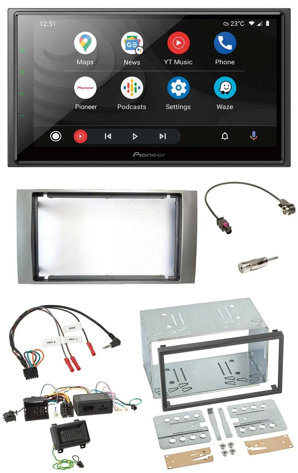 Pioneer USB 2DIN DAB Lenkrad Bluetooth Autoradio für Ford Kuga 2008-2012 silber