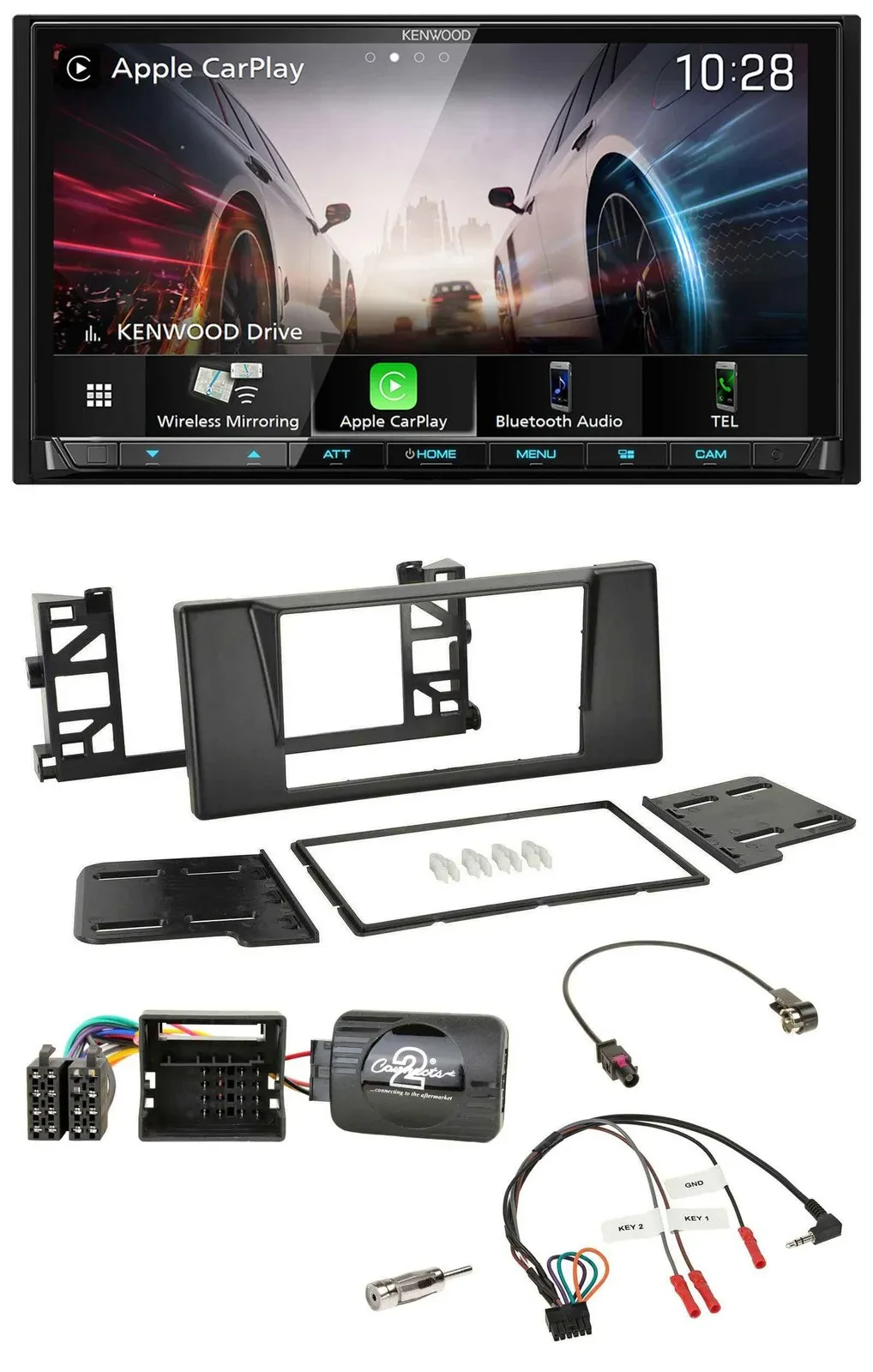 Kenwood Lenkrad 2DIN USB DAB Bluetooth Autoradio für BMW 5er E39 01-03 Quadlock