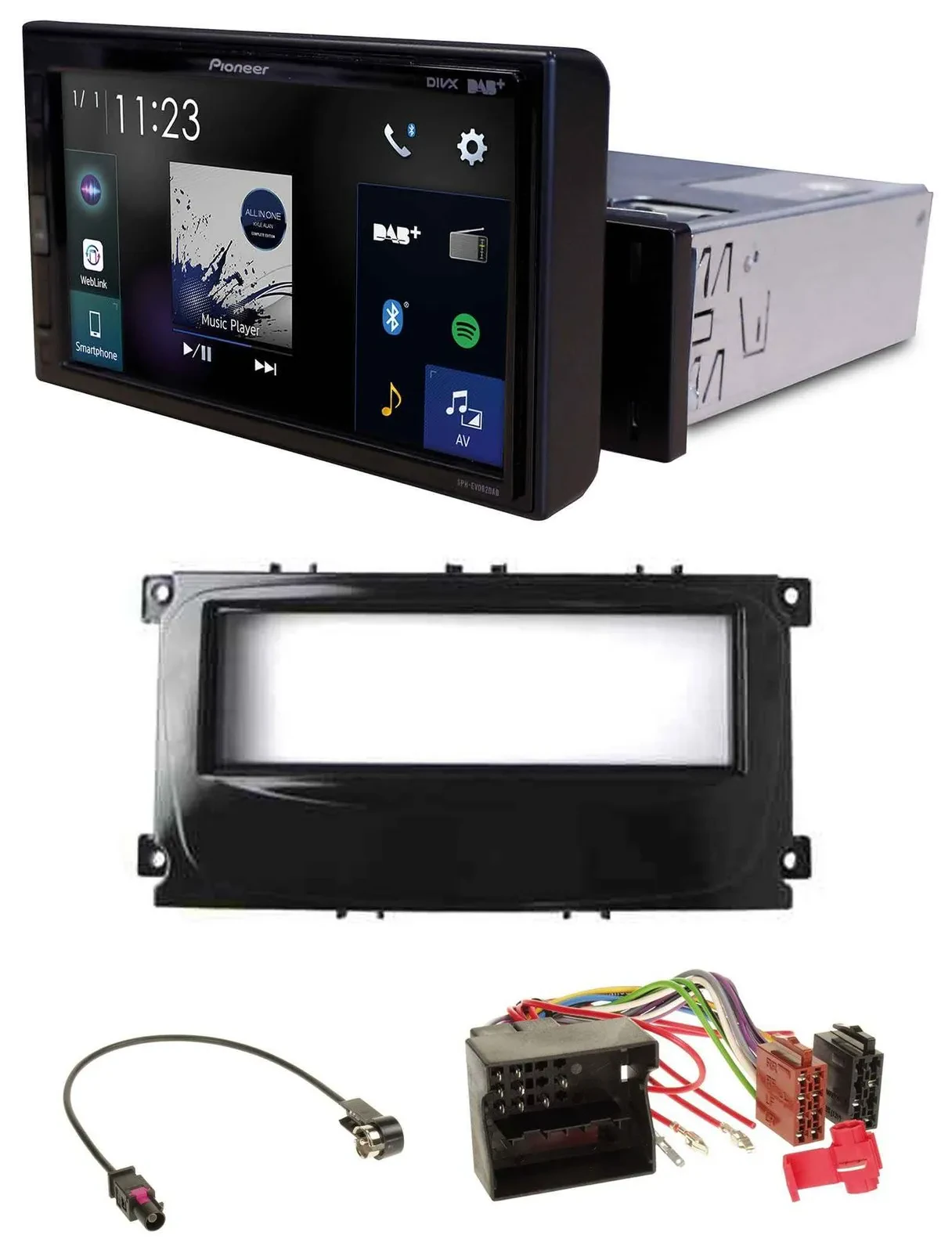 Pioneer DAB MP3 Bluetooth USB Autoradio für Ford Mondeo S-Max 07-14 glänzend sch