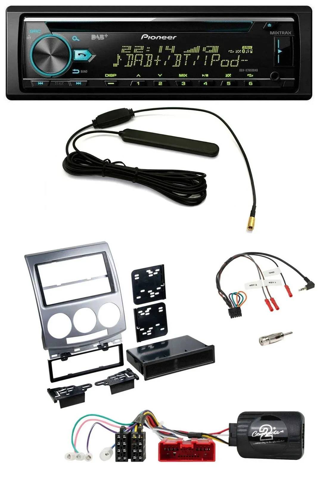 Автомагнитола Pioneer CD/MP3, DAB, USB, для Mazda 5 CR (2005–2010), серебристая