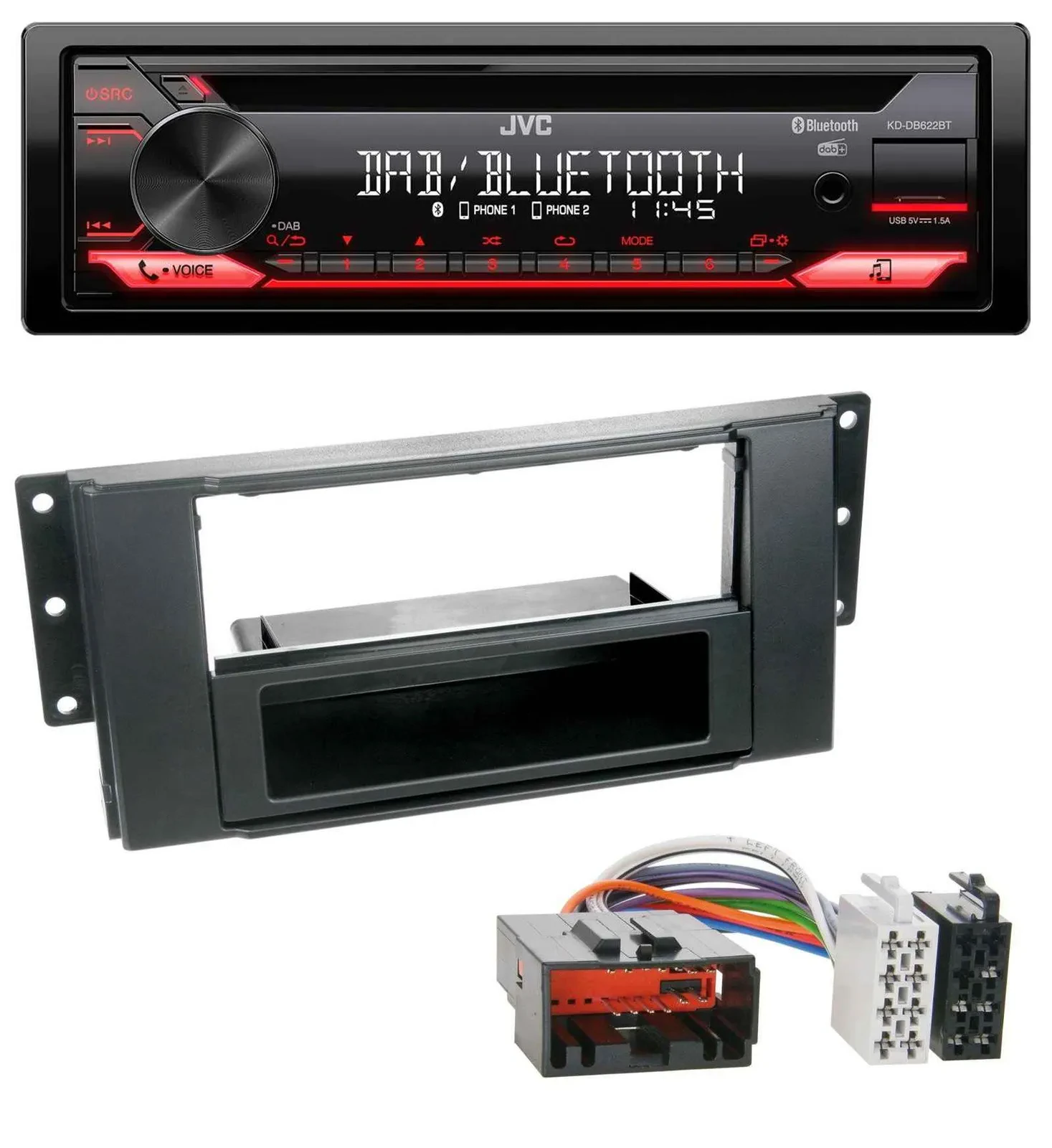 JVC CD DAB USB Bluetooth MP3 Autoradio für Land Rover Freelander 2007-2010