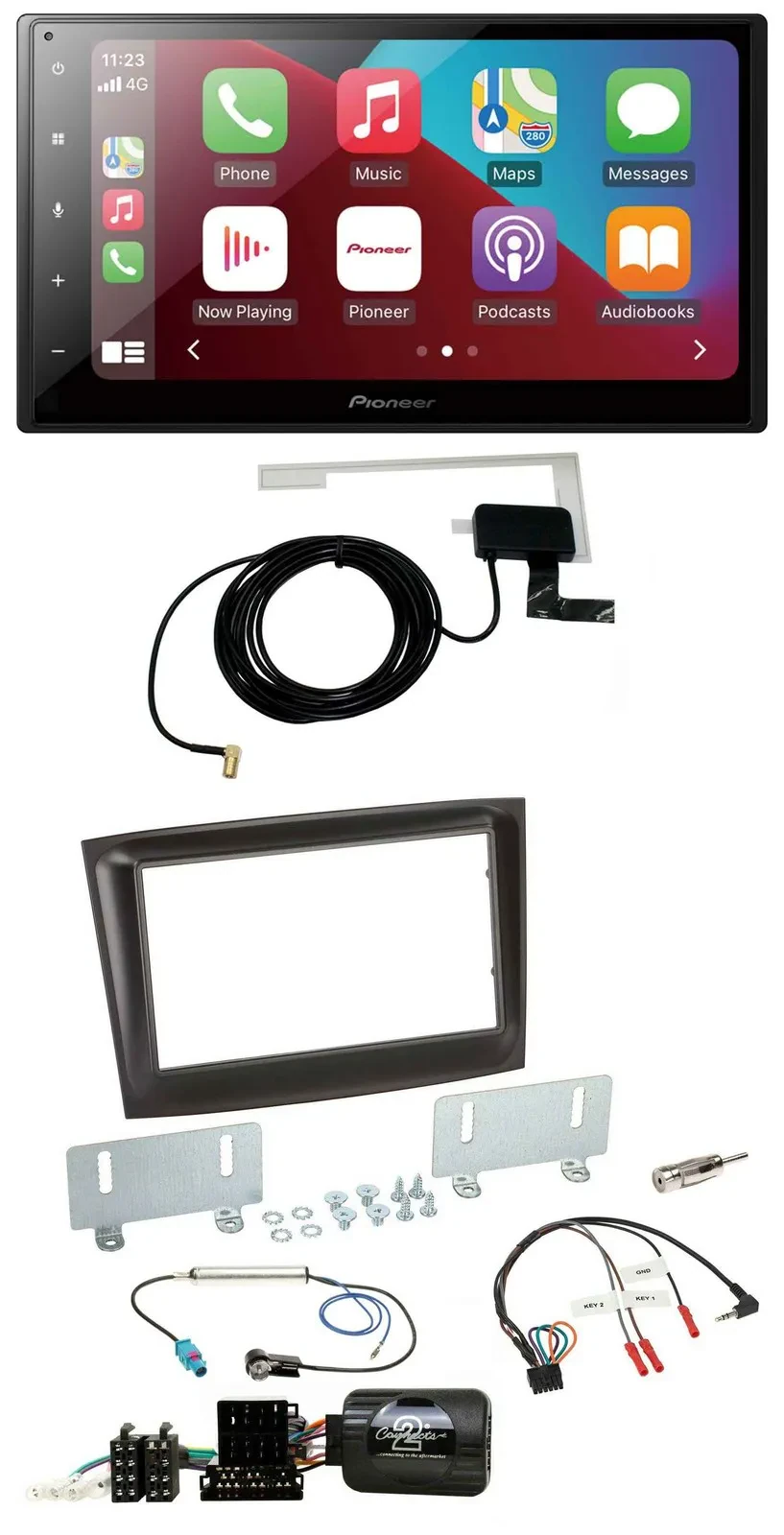 Pioneer USB Bluetooth DAB Lenkrad 2DIN Autoradio für Fiat Doblo ISO Can-Bus ab 1