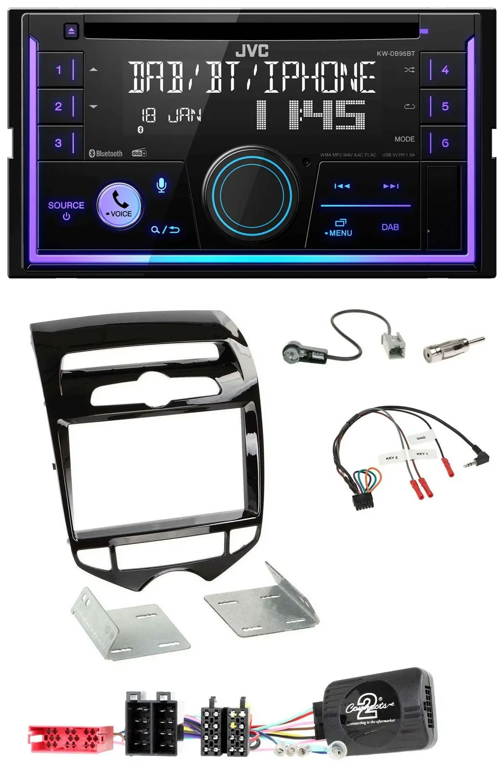 JVC Lenkrad USB 2DIN DAB Bluetooth CD Autoradio für Hyundai ix20 ab 10 autom. Kl