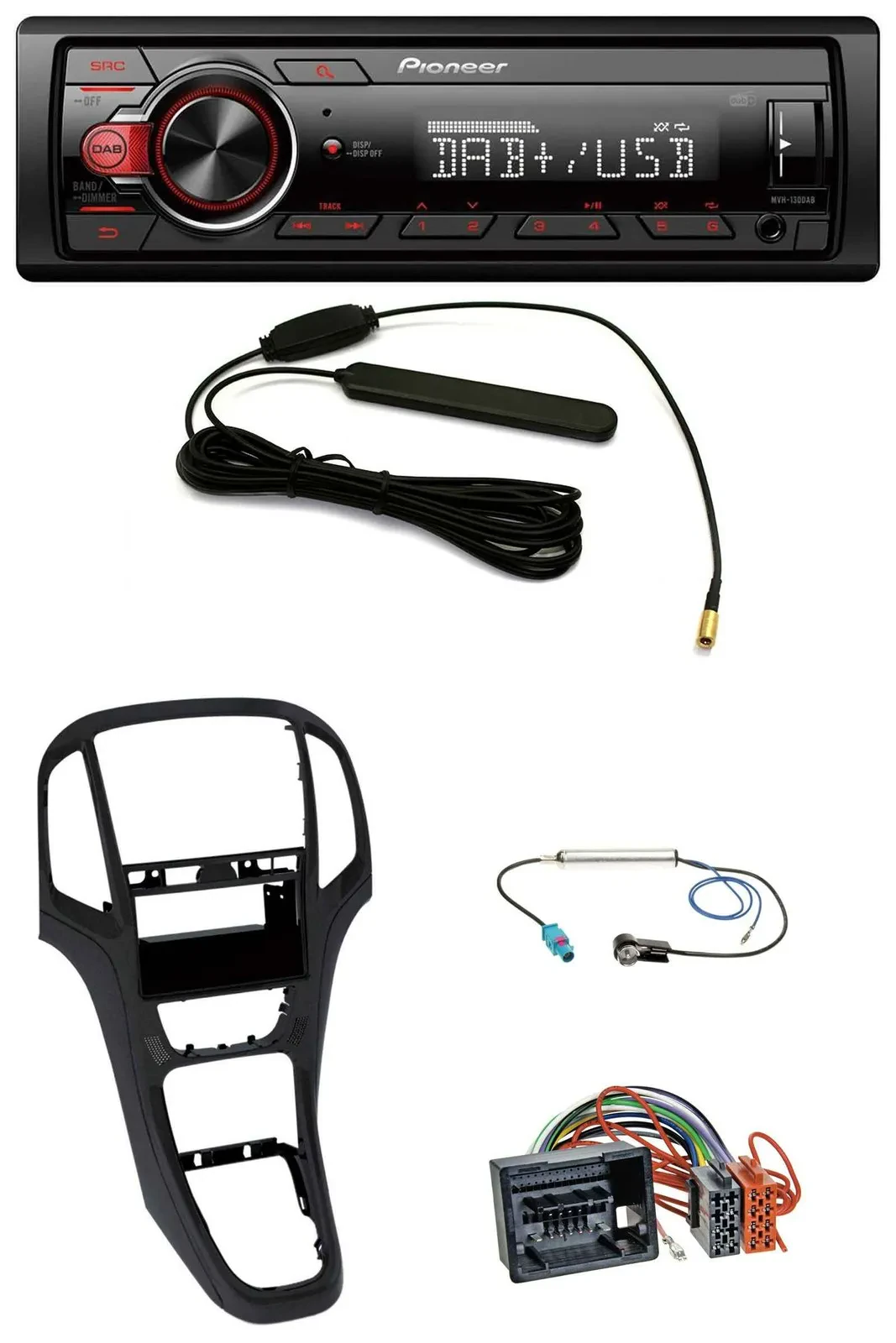 Автомагнитола для Opel Astra J (с 2009) Pioneer 1 DIN, MP3, DAB, AUX, USB, перламутрово-черная