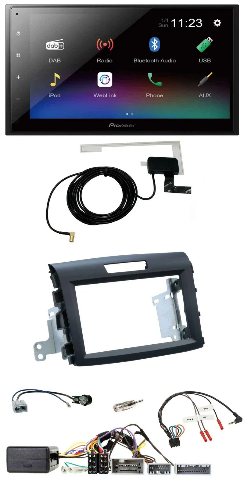 Pioneer DAB Lenkrad Bluetooth 2DIN USB Autoradio für Honda CR-V FR5/FR6 ab 2013