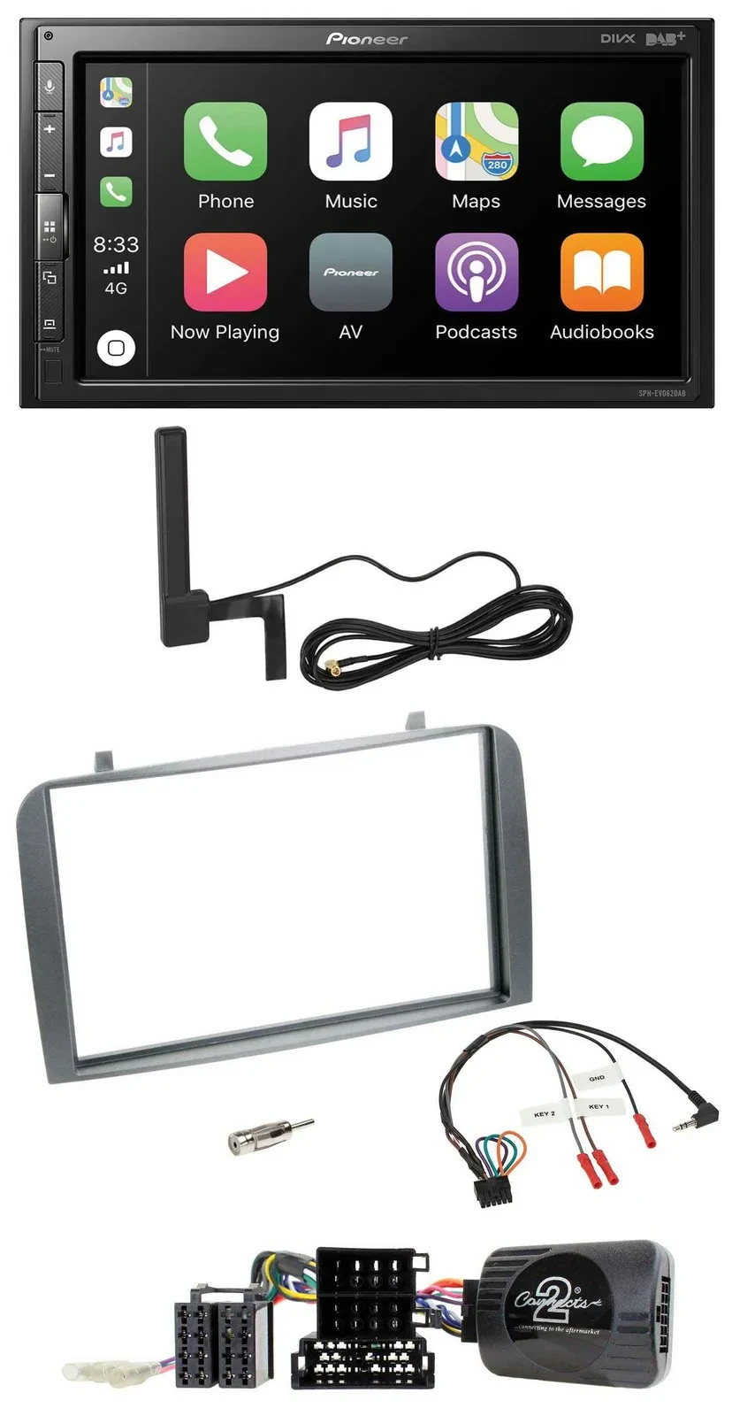 Pioneer USB 2DIN Bluetooth DAB Lenkrad Autoradio für Alfa Romeo GT 147 07-10 ant