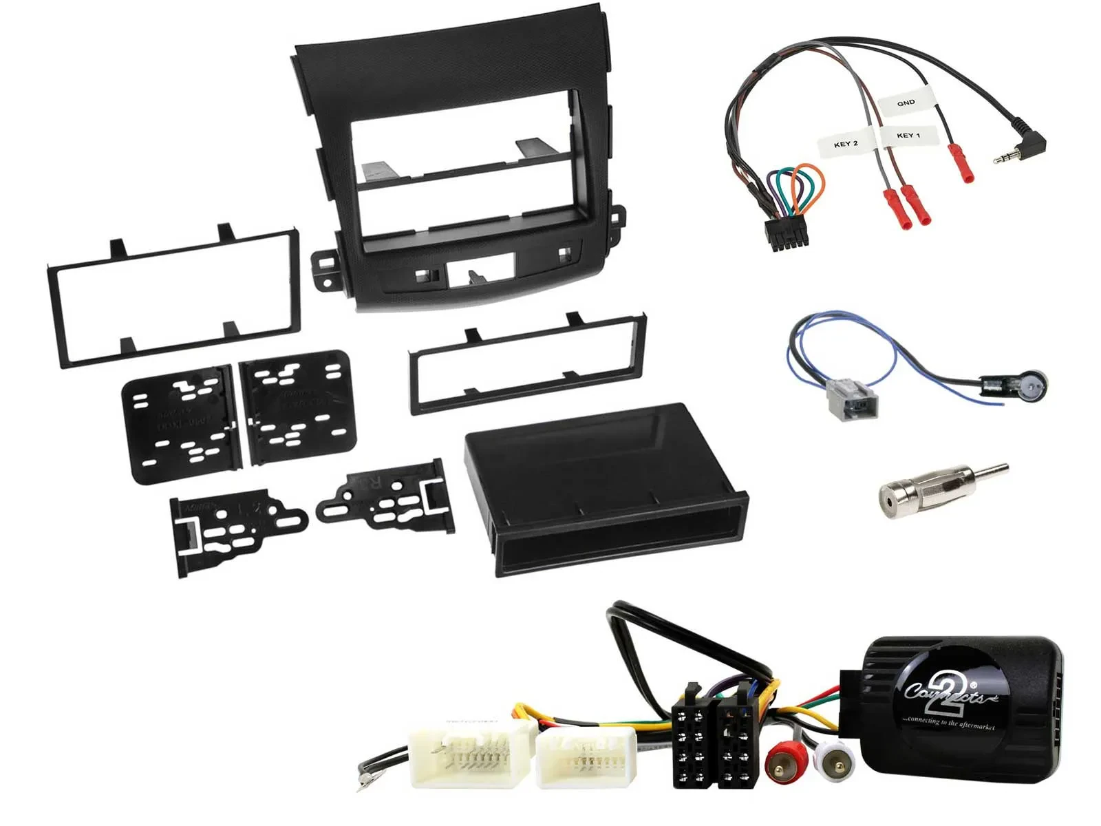 Radioset Lenkradadapter Doppel DIN Autoradio für Mitsubishi 2007-2010 Outlander