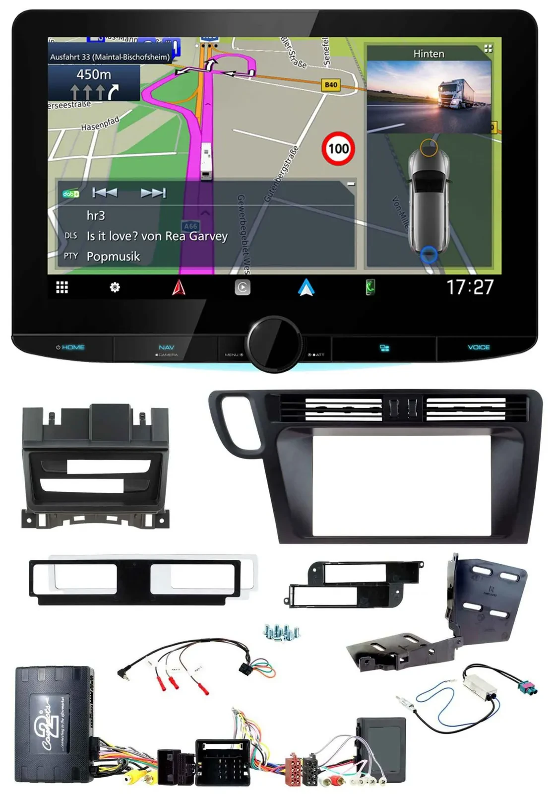 Kenwood Bluetooth DAB TMC 2DIN Lenkrad USB Navigation für Audi Q5 8R Infoadapter