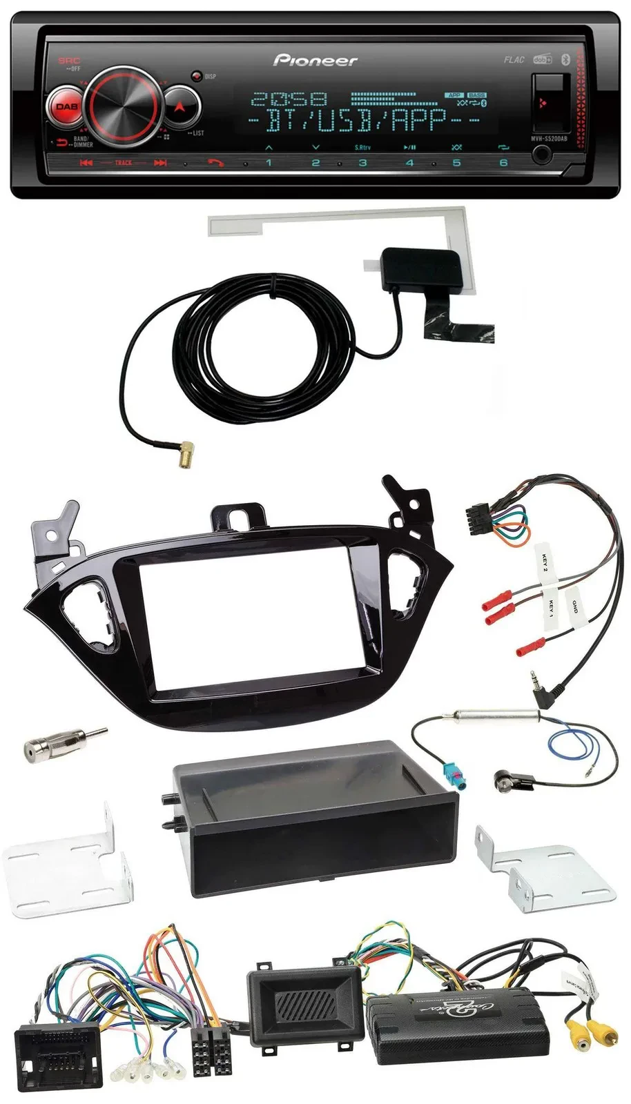 Pioneer Bluetooth DAB USB Lenkrad Autoradio für Opel Adam Corsa E ab 2013 PDC