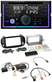 JVC Lenkrad USB 2DIN DAB Bluetooth CD Autoradio für Fiat 500 2014-2015 schwarz