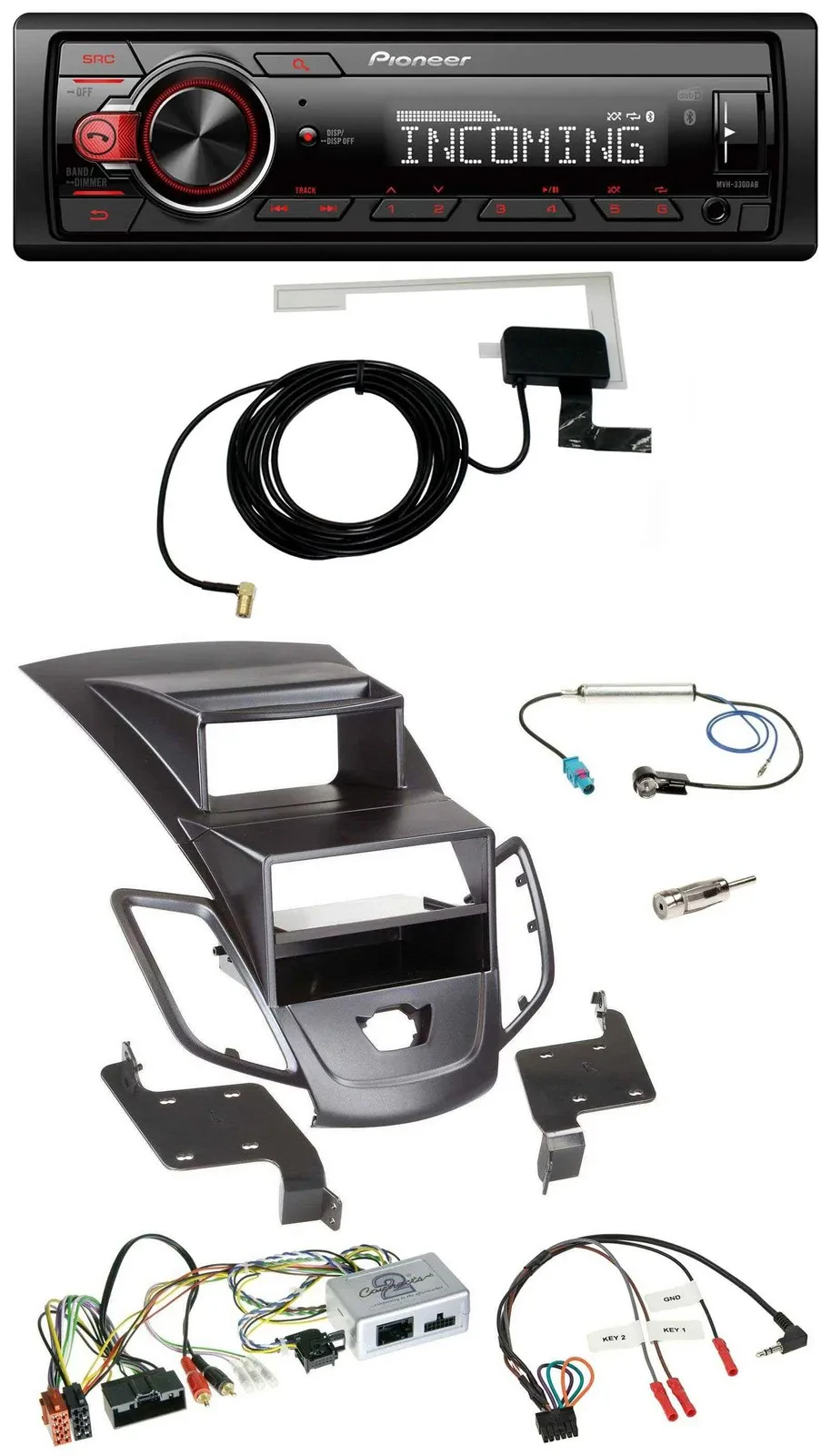 Pioneer USB Lenkrad DAB Bluetooth Autoradio für Ford Fiesta 10-17 Display schwar