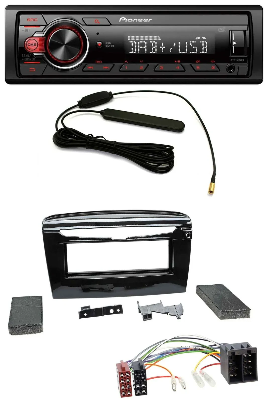 Автомагнитола для Lancia Y Pioneer 1-DIN, DAB, MP3, USB, AUX, черный глянец