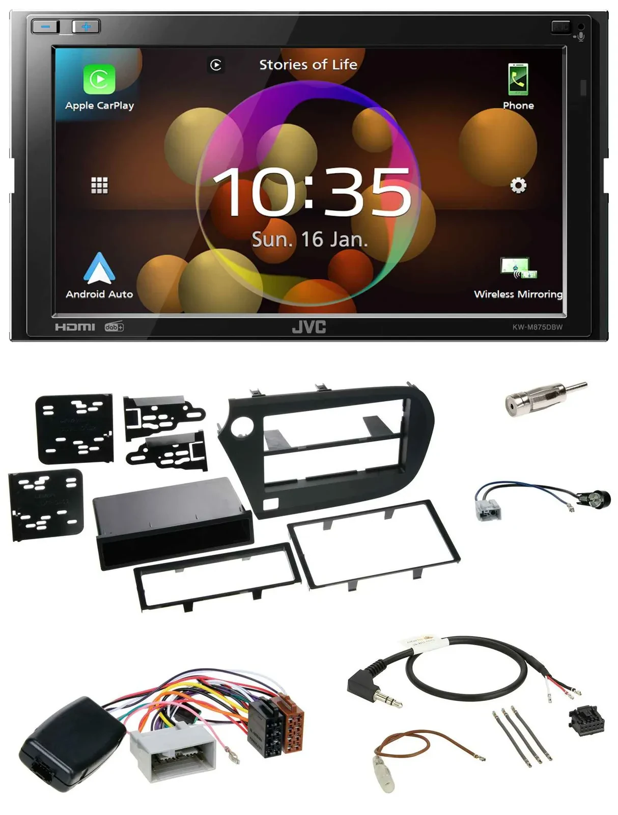 JVC DAB Lenkrad 2DIN Bluetooth USB Autoradio für Honda Insight ZE2 2009-2013