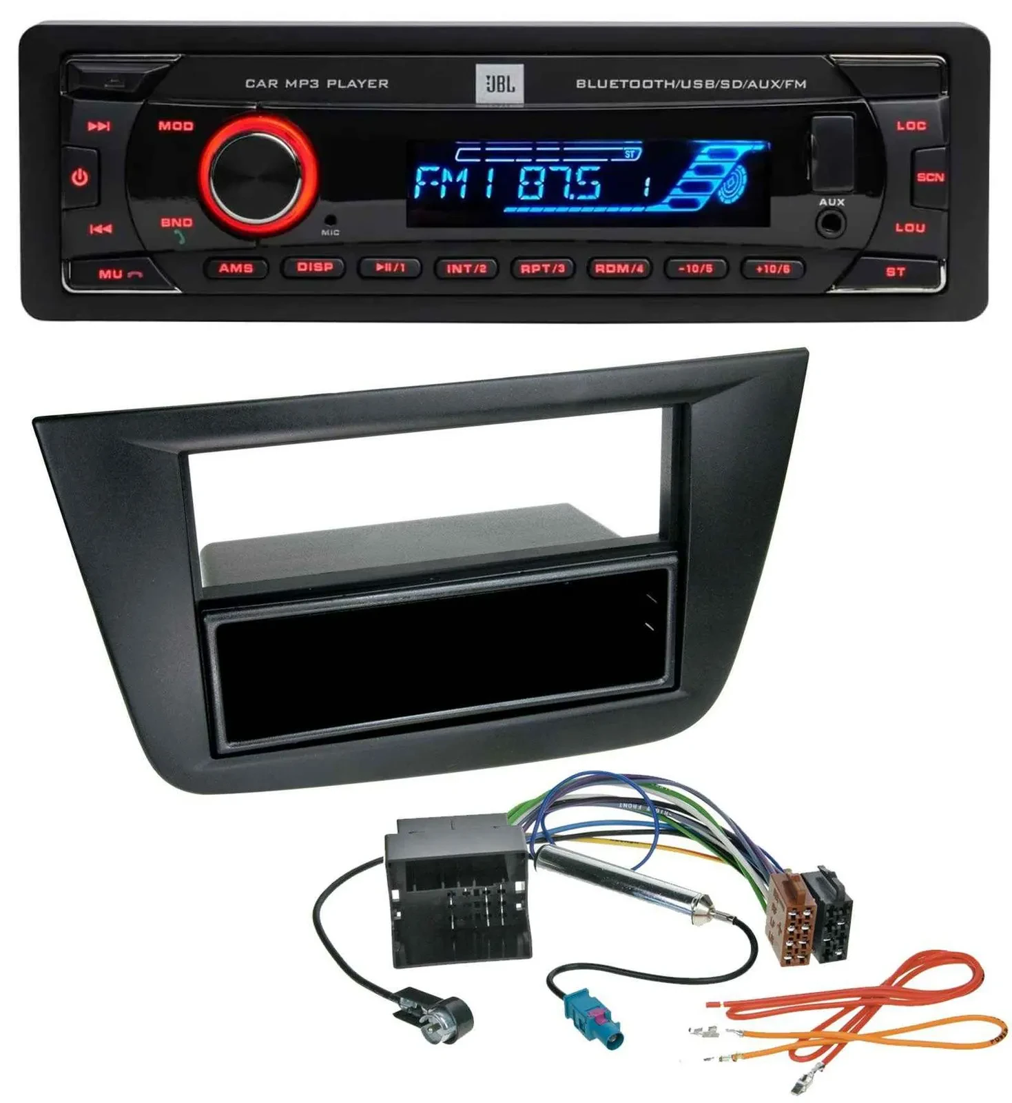 JBL AUX MP3 USB Bluetooth SD Autoradio für Seat Toledo Altea ab 05 schwarz