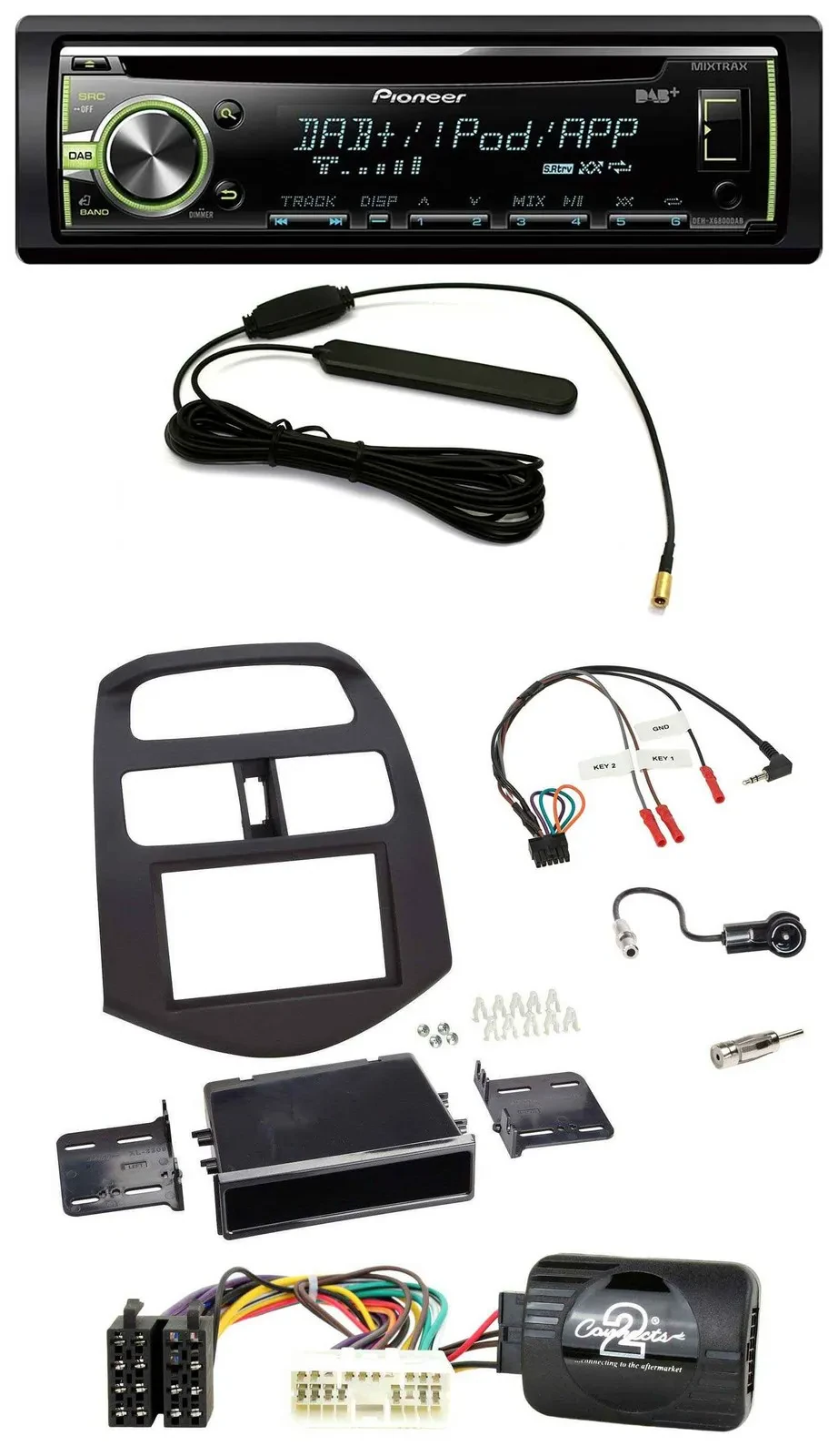 Автомагнитола Pioneer MP3/USB/CD, DAB, совместима с кнопками на руле, для Chevrolet Spark (2012–2013)