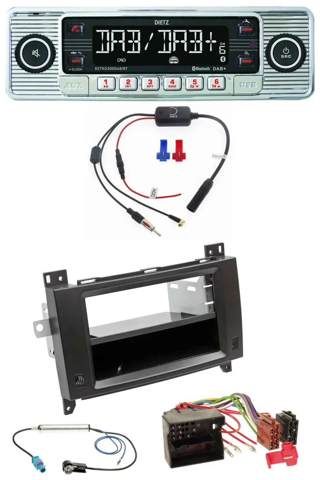 Dietz DAB USB MP3 Bluetooth Autoradio für Mercedes Viano Vito 06-14 schwarz