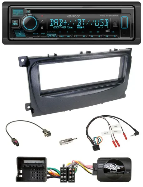 Kenwood Bluetooth DAB CD Lenkrad USB Autoradio für Ford S-Max Mondeo 07-14 schwa
