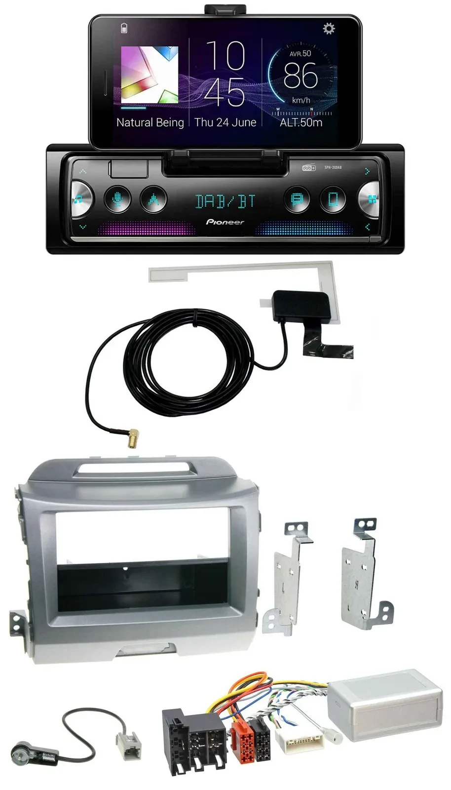 Pioneer DAB Bluetooth Lenkrad USB Autoradio für Kia Sportage 3 10-15 Navi silber