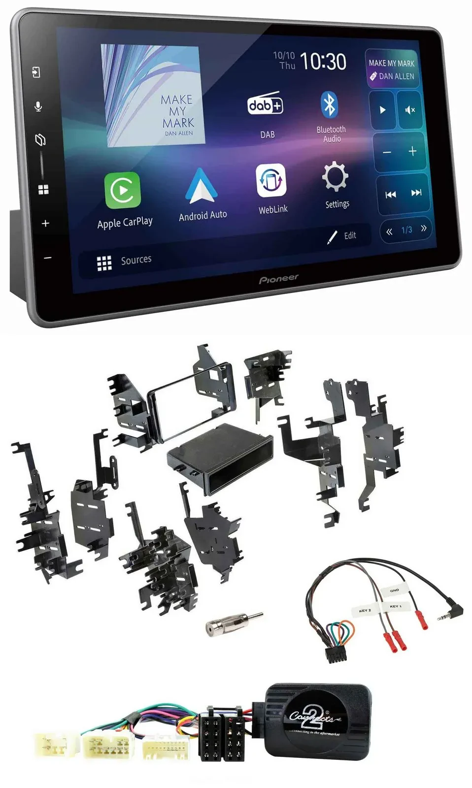 Автомагнитола для Toyota Yaris 2007–2012 Pioneer Bluetooth, USB, DAB, поддержка кнопок на руле