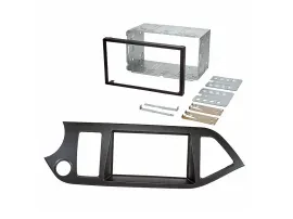 Einbaurahmen Set Doppel DIN Autoradio für Kia Picanto ab 2011 schwarz Start Stop