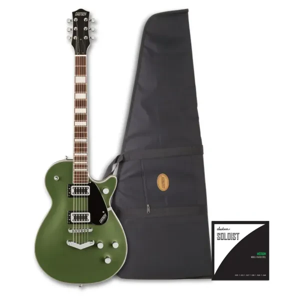 Gretsch G5220 Electromatic Jet BT Single Cut Olive Metallic Guitar Bundle