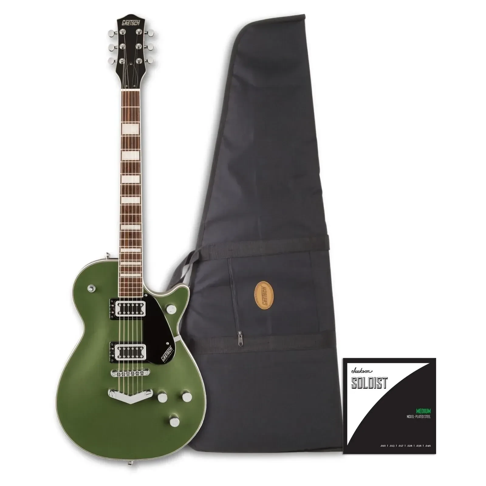 Gretsch G5220 Electromatic Jet BT Single Cut Olive Metallic Guitar Bundle