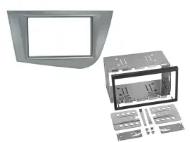 Radioblende Set Doppel DIN Autoradio für Seat Leon (silber)
