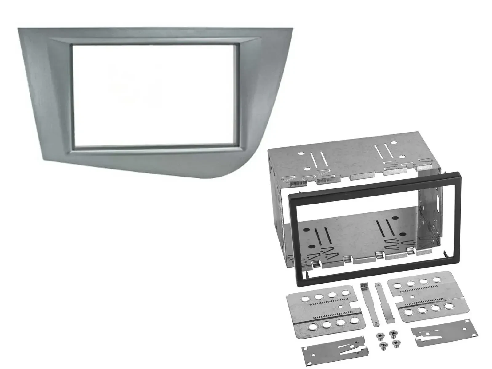 Radioblende Set Doppel DIN Autoradio für Seat Leon (silber)