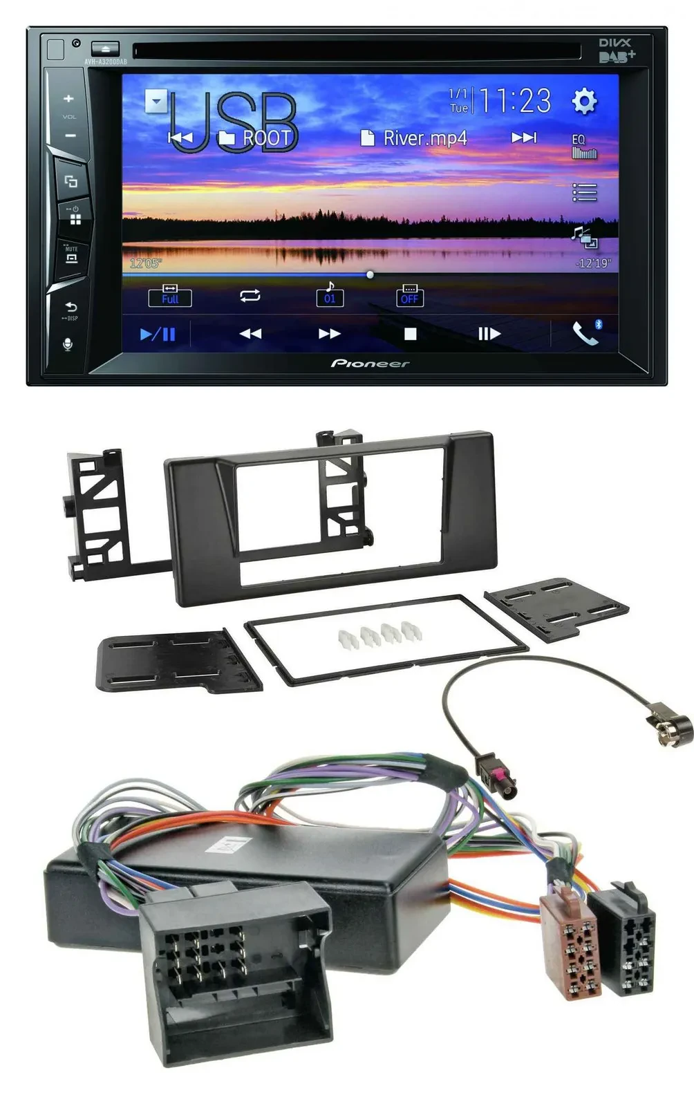 Автомагнитола для BMW 5 E39/X5 E53 Pioneer 2-DIN, Bluetooth, USB, DVD, DAB, MP3