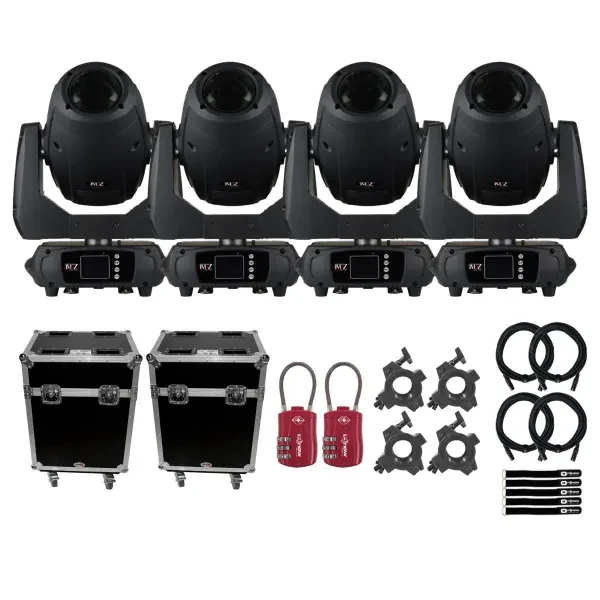 JMAZ Lighting JZ3027 Attco Spot 250Z DMX LED Moving Head Light Fixtures 4 Pack